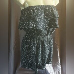 Black and White Polka Dot Off-Shoulder Romper